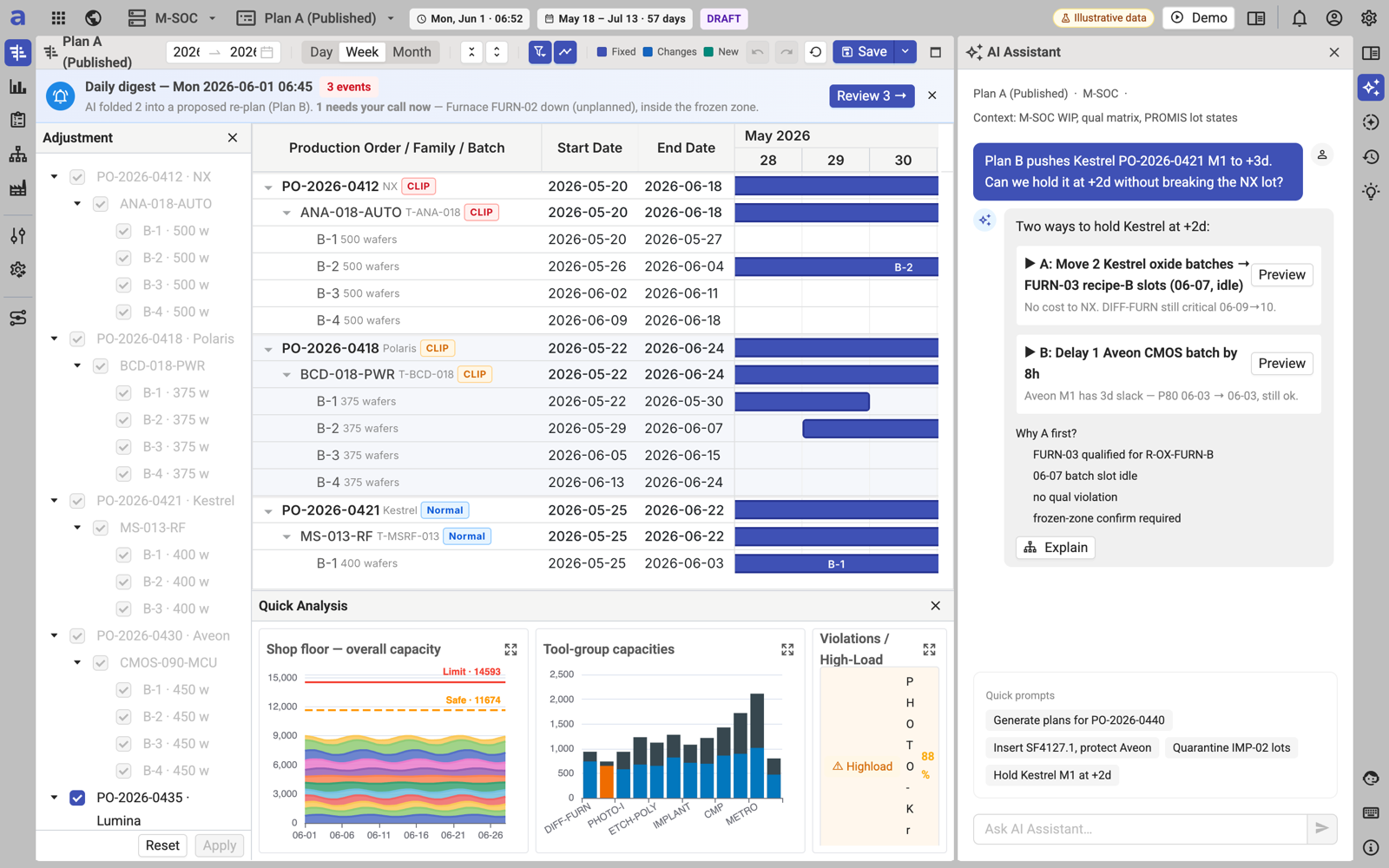 aPlanner MVP — AI assistant with two re-plan options