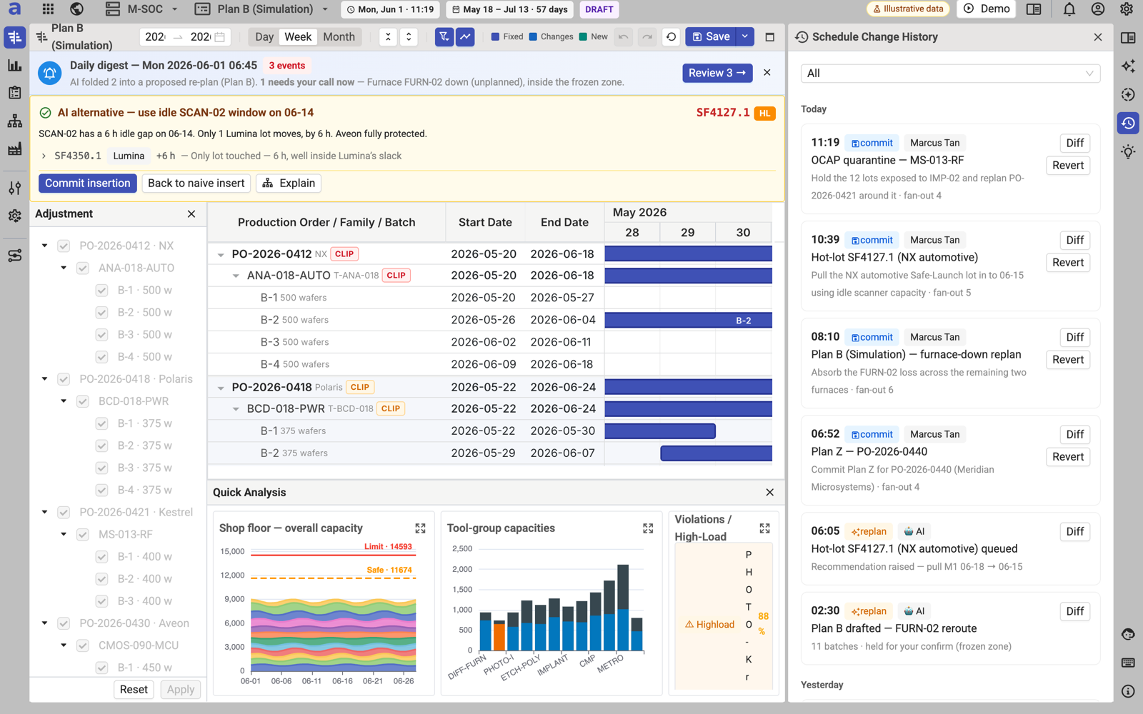 aPlanner MVP — change history audit trail