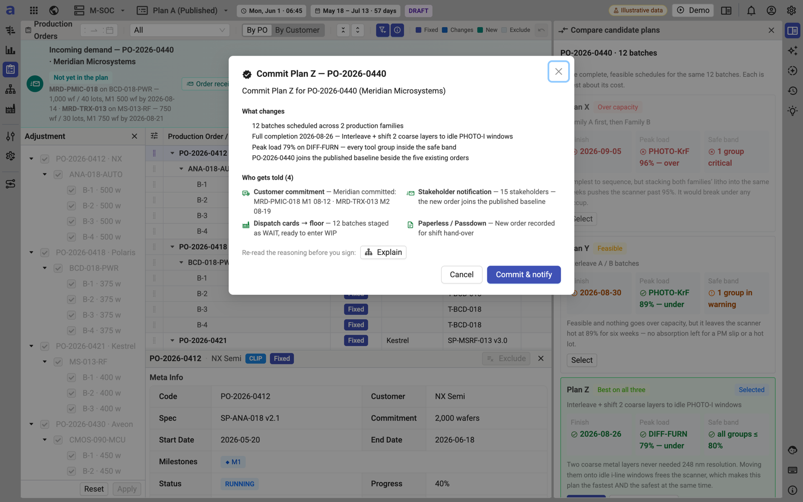 aPlanner MVP — commit confirmation dialog